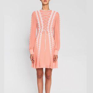 True Decadence Long Sleeve Lacing Mini Dress Peach Size 10 Victorian Fairycore